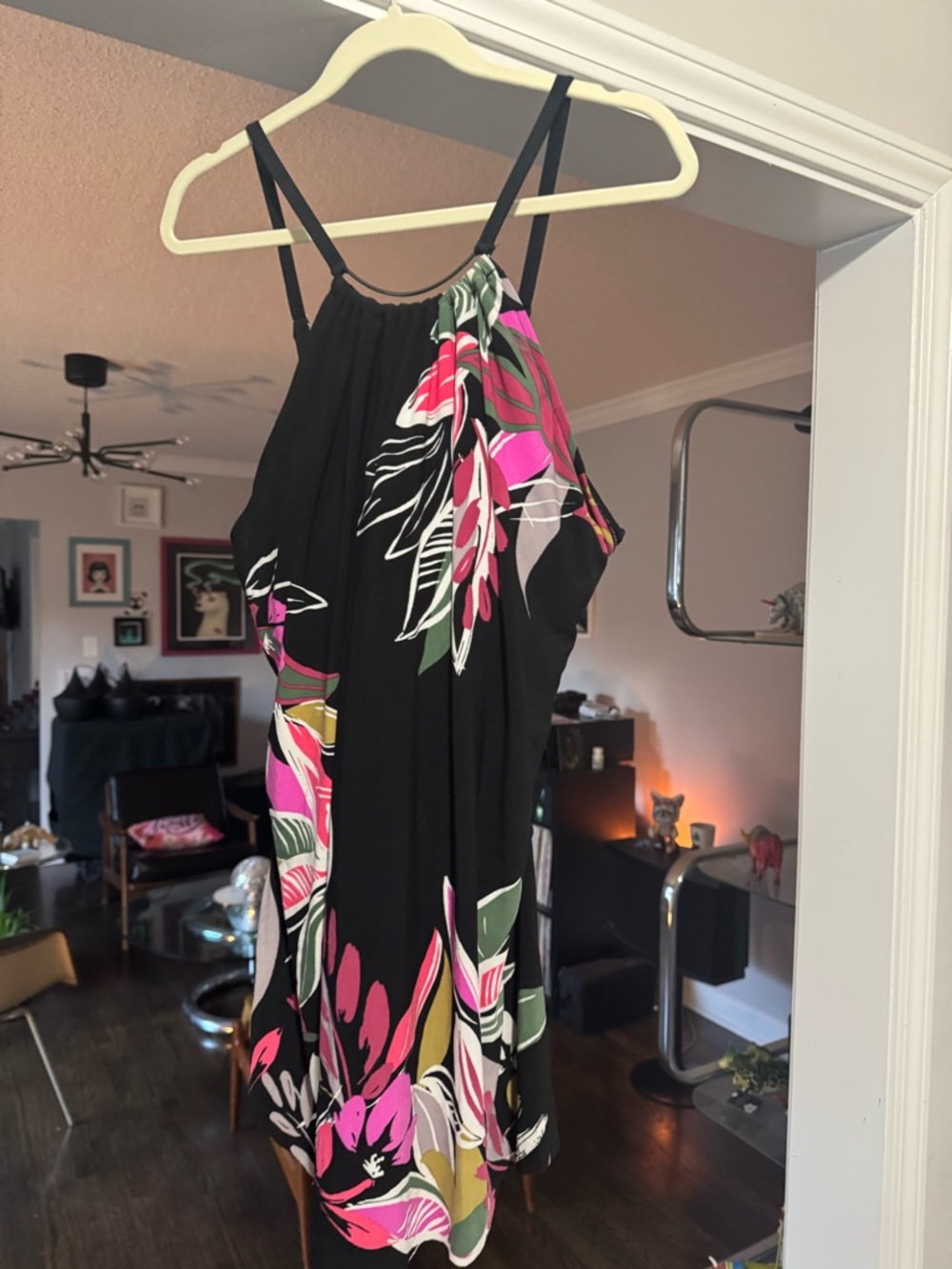 Magicsuit one piece swim dress Black with Pink & Green Floral Print